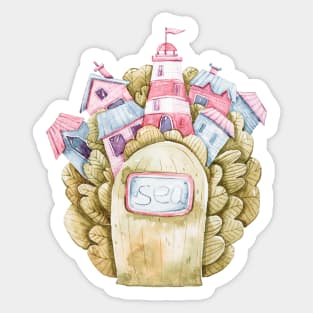 Watercolor cute lighthouse illustration Sticker